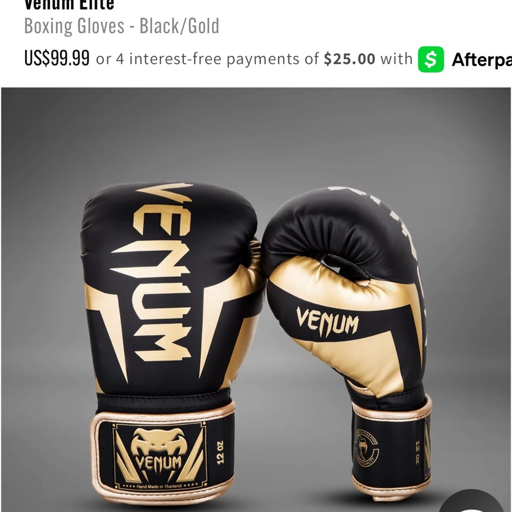 Venum Elite Boxing Gloves Black and Gold